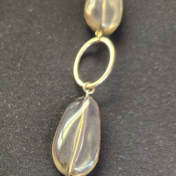 Gold Toned Loop Necklace With Brown/Black Clear Stones, 16" - Picture 2 of 4